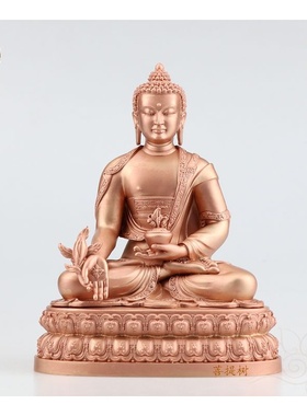 释迦牟尼佛阿弥陀佛药师佛摆件 古法贴金 三宝佛家居摆放紫铜仿古