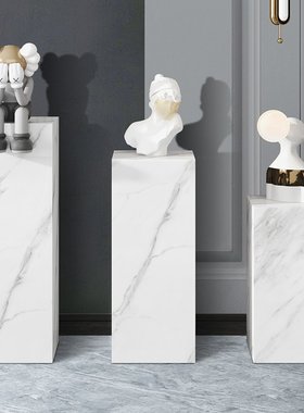 大理石底座摆台玄关岩板石材台立柱墩子落地客厅雕塑摆件家居饰品