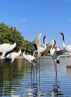 户外仿真仙鹤雕塑花园景观园林假山水池白鹤庭院装饰品丹顶鹤摆件