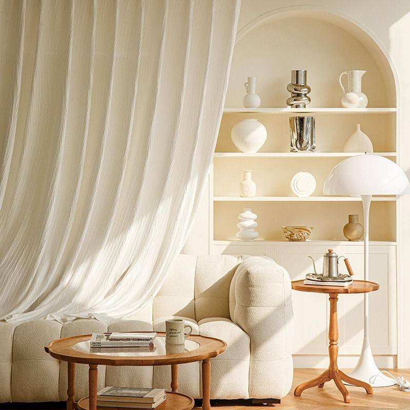 法式轻奢起皱燕尾纱帘窗帘人纱不透阳台客厅窗纱透光装饰门帘卧室,淘宝优惠券,粉丝福利购,淘宝优惠卷