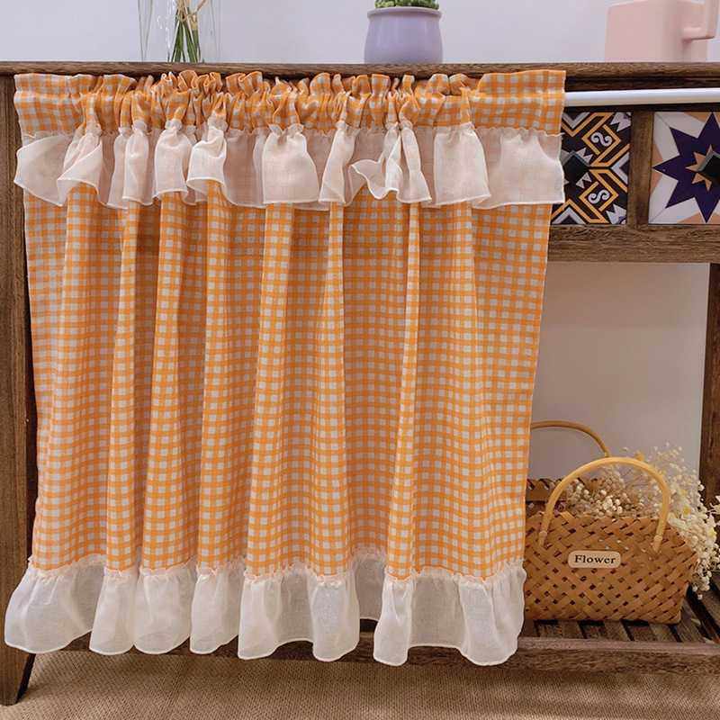 美式咖啡帘短帘半双层风水打孔麻纱窗帘布艺帘帘门帘窗免纱帘蕾丝,淘宝优惠券,粉丝福利购,淘宝优惠卷