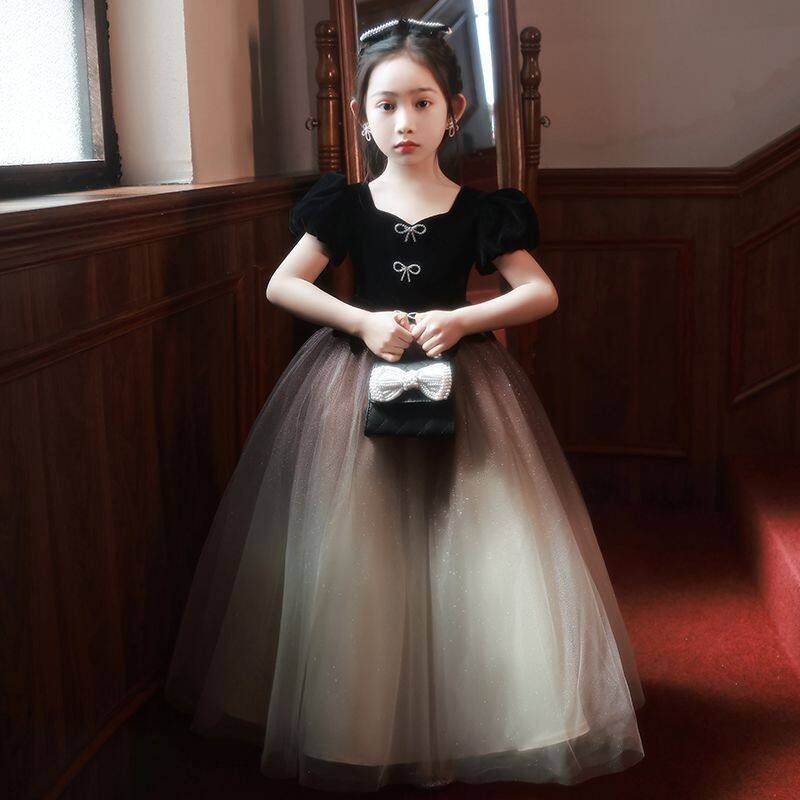 大码胖女孩黑色礼服公主裙赫本风花童婚纱裙生日主持人钢琴演出服,淘宝优惠券,粉丝福利购,淘宝优惠卷