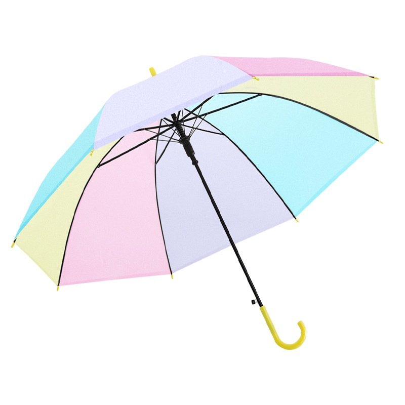 新款彩色透明拼接网红加厚自动字学生透明长柄直杆加印雨伞伞长柄,淘宝优惠券,粉丝福利购,淘宝优惠卷