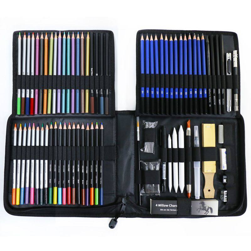 工厂直销83件素描铅笔彩色套装彩色绘画套装全用品铅笔套装美术,淘宝优惠券,粉丝福利购,淘宝优惠卷