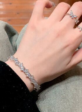 新款 满天星~轻奢闪闪破碎感不规则镶钻锆石高级精致手镯开口设计