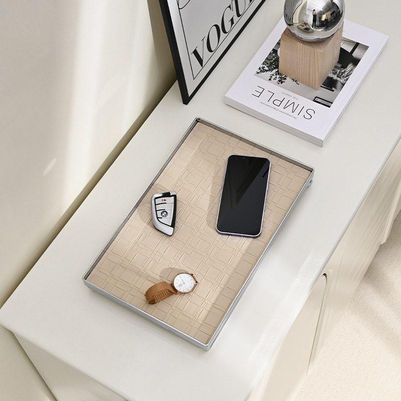 桌面玄关入户长方形皮质钥匙首饰收纳香薰护肤托盘水杯盘化妆品,淘宝优惠券,粉丝福利购,淘宝优惠卷