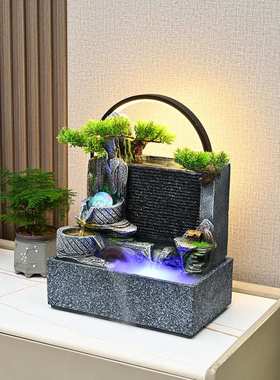 假山水幕墙流水摆件循环水园林绿化办公室轮风水客厅运势开房桌面