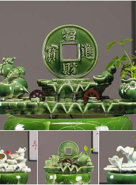 陶瓷流水摆件循环水鱼缸增造景家用室内摆件喷泉过滤器氧瀑布配件