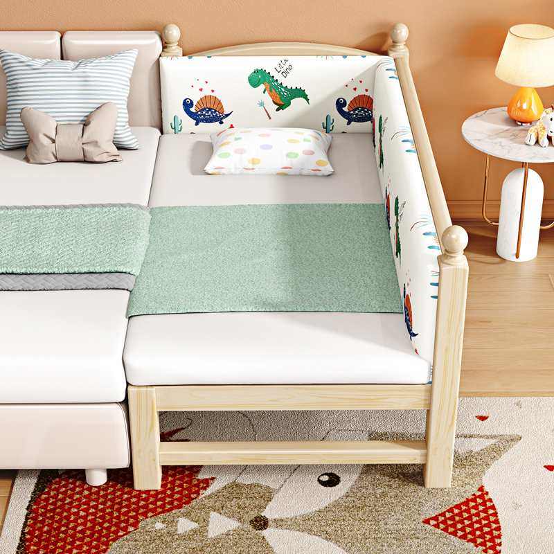 儿童拼接床实木婴儿床带护栏宝宝床扩床加床大人可睡床边床加宽床,淘宝优惠券,粉丝福利购,淘宝优惠卷