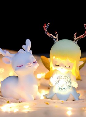 梦幻少女ins可爱鹿璐创意摆件守护儿童批发灯桌面生日礼物小装饰