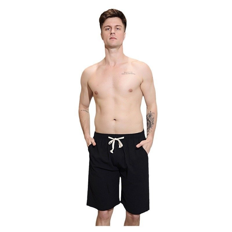 新品 夏季男士短裤全棉裤2025欧美纯色亚麻五分沙滩居家休闲裤可,淘宝优惠券,粉丝福利购,淘宝优惠卷