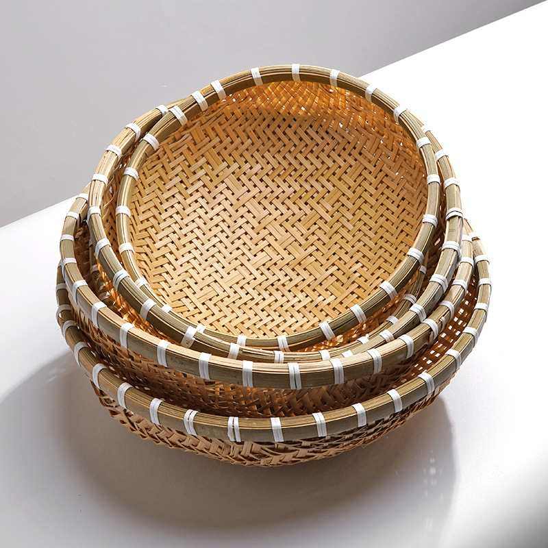 竹编水果篮家用茶点果盘收纳簸箕手工果蔬筐馒头篮竹筐编织筐菜篮,淘宝优惠券,粉丝福利购,淘宝优惠卷