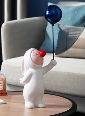 软装气球兔子摆件客厅电视柜ins玄关摆设创意轻奢树脂家居品