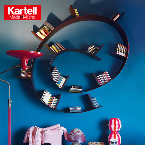 Kartell意大利原装进口轻奢现代壁挂书柜书虫柔性书架BOOKWORM - 图0