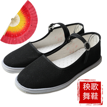 Thousands Floors Bottom Practice Shoes Women Square Dance Mom Flat Heel Base Black Suede Northeast Shoots Song National Dance Cloth Shoes