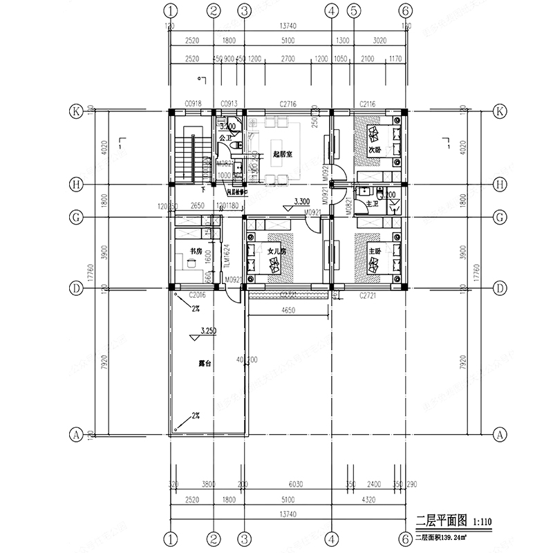 二层中式小院现代别墅设计图纸一层半新农村自建房屋全套施工效果 - 图1