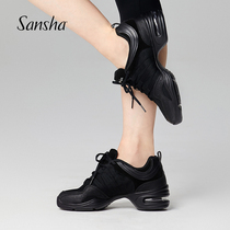 Sansha Official Flagship Store Dance Shoes Modern Dance Shoes All Season Dance Shoes Breathable Mesh surface Square Shoe Soft bottom heel