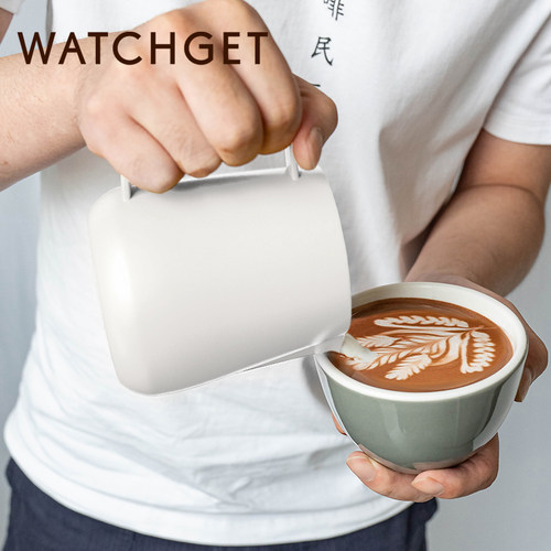 watchget 拉花缸不锈钢咖啡机打奶泡拉花杯压纹带刻度250ml/500ml - 图0