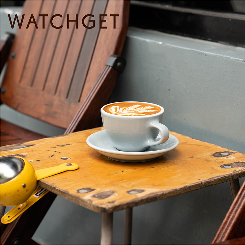 watchget咖啡杯拿铁拉花陶瓷专业意式大口杯碟子盘套装280ml球底 - 图1