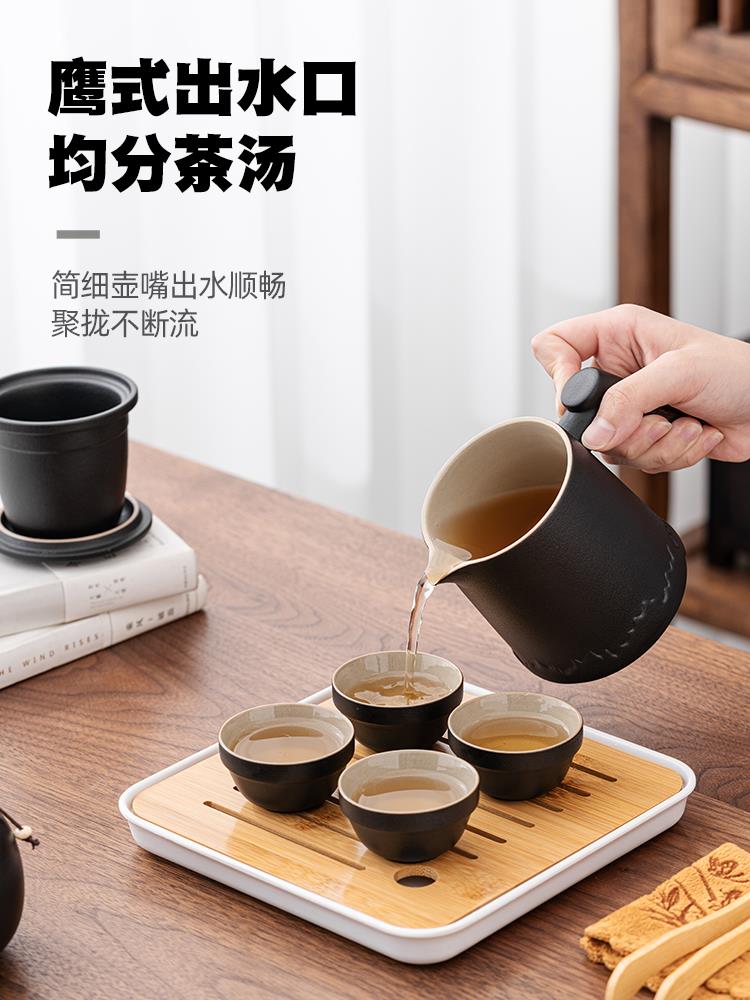 高档高端茶具1124v便携式功夫旅行茶杯套装户外随行快客杯一壶四 - 图1