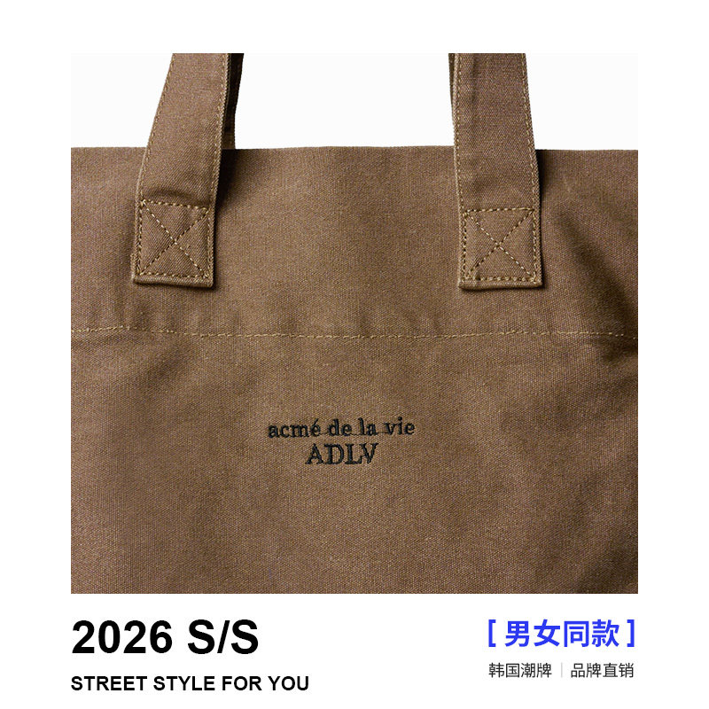 ADLV基础款做旧染色大容量LOGO单肩包时尚简约通用款女包购物袋,淘宝优惠券,粉丝福利购,淘宝优惠卷
