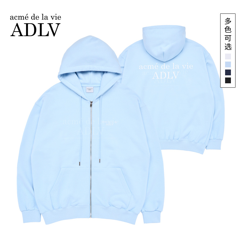 【不】ADLV简约基本logo连帽衫2023季新款时尚拉链开衫潮卫衣男女-图3