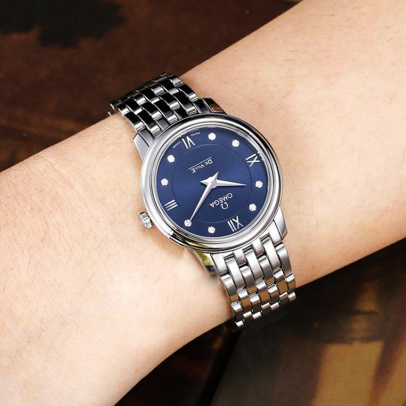 omega碟飞系列钻石蓝色石英女表 恒源顺海外瑞士腕表