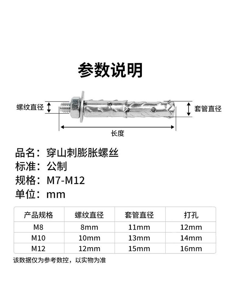 穿山刺空心砖泡沫轻质砖专用膨胀螺丝螺栓热水器鱼鳞拉爆钩膨胀管 - 图1