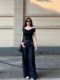 French Pure Desire Sexy Shoulder One Sleeve T-Shirt for Women Summer