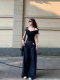 French Pure Desire Sexy Shoulder One Sleeve T-Shirt for Women Summer