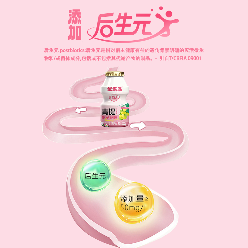 优乐多青提栀子轻享装风味饮品饮料儿童早餐酸奶整箱100ml×20瓶