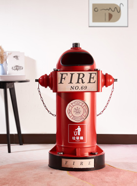 铁艺美式咖啡厅台球室复古垃圾桶