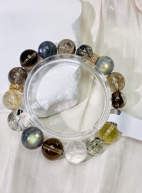 天然水晶手链女款单圈多宝水晶手串送女友闺蜜DIY多宝水晶串9-12