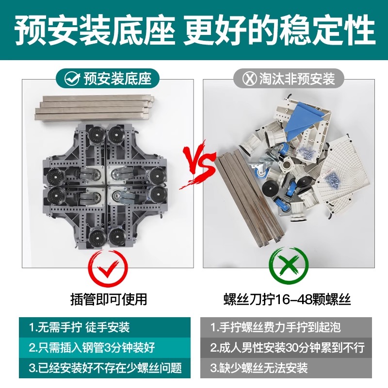 德国精工洗衣机底座架可移动防震增高万向轮可调节高低阳台置物架