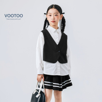 voototo brand children dress 2024 fall girl personality long sleeve shirt CUHK children fake two casual blouses