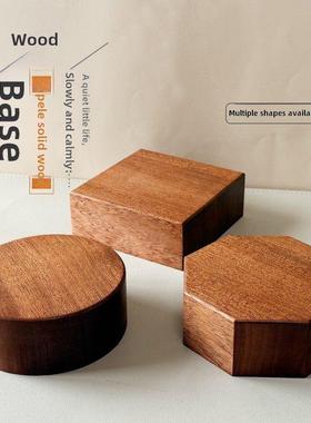 Sapele木基地乌木花瓶工艺品桌面加厚的高架定制创意实木基地