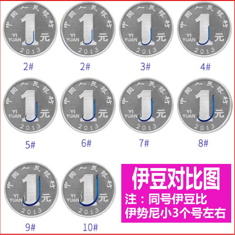 鬼牙伊势尼鱼钩散装钓鱼钩鲫鲤勾进口有倒刺蓝色彩色高碳散装钓钩-图2