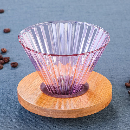 五家务加厚玻璃条纹彩色咖啡滤杯 手冲壶配套器具滴滤式漏斗V60 - 图2