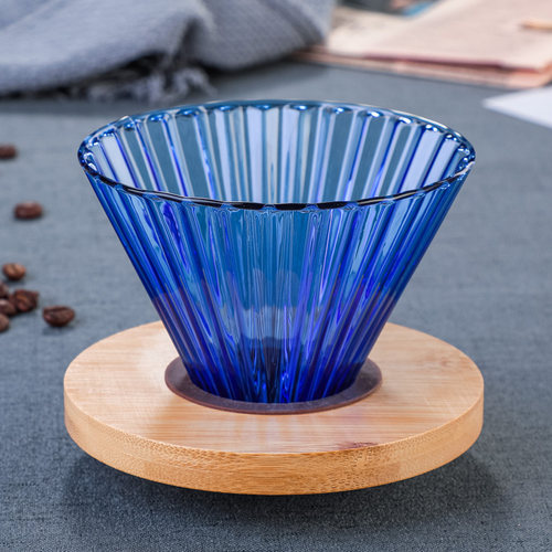 五家务加厚玻璃条纹彩色咖啡滤杯 手冲壶配套器具滴滤式漏斗V60 - 图1