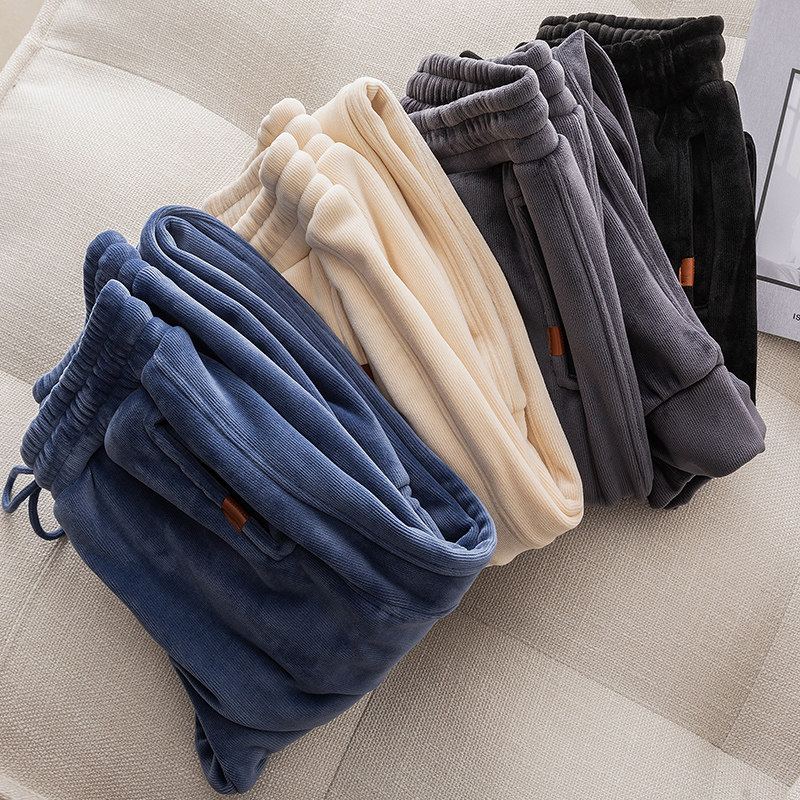 雪尼尔冬季加绒休闲宽松保暖裤子 虞悠纱休闲裤