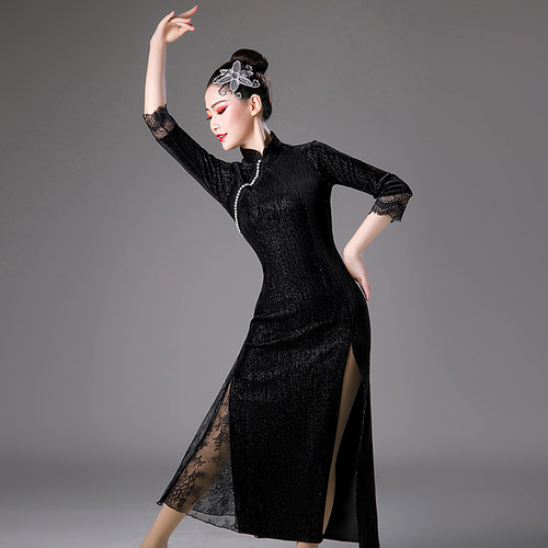 舞蹈练功服女中国风古典舞身韵纱衣套装仙气滚滚红尘旗袍上衣服装 - 图0
