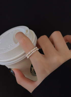 原创925纯银贝珠小众轻奢女指环