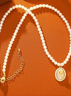 家玻璃珍珠郁金香项链