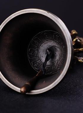 尼泊尔精品手工特大号五股九股金刚铃杵纯铜铃铛摇铃回音长久把件