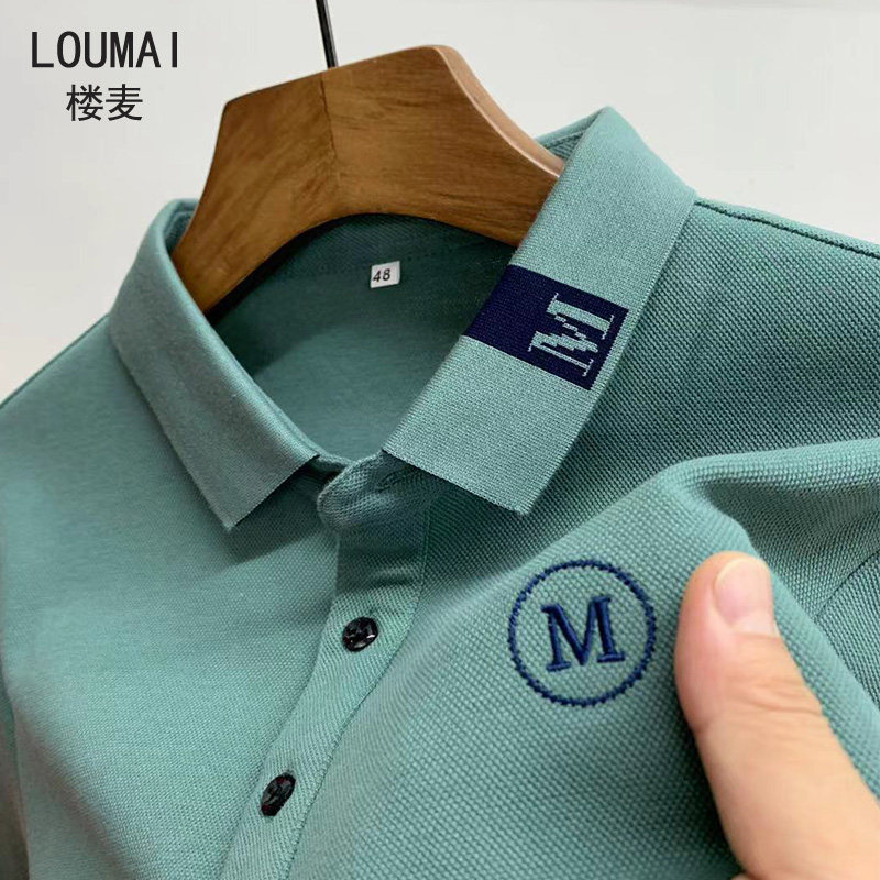 男士长袖2021新款带领外穿纯棉保罗 楼麦T恤
