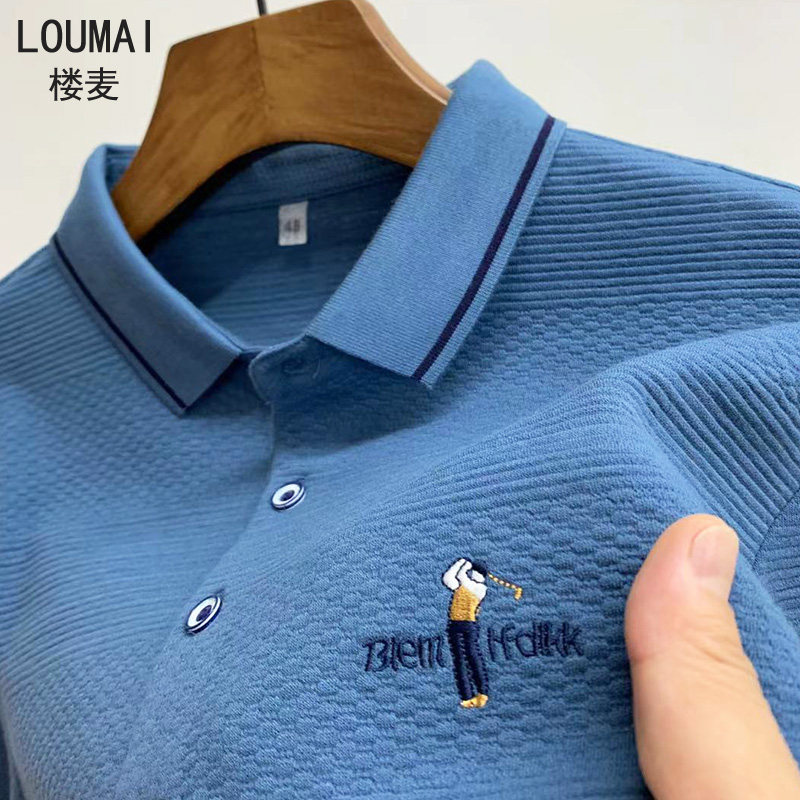 男士长袖2021新款纯棉带领丅恤保罗 楼麦T恤