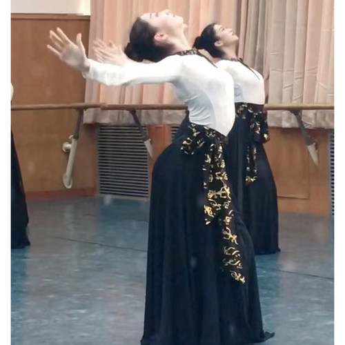 蒙古舞蹈练习裙藏族舞表演出服装艺考民族舞大摆裙新疆舞广场舞蹈 - 图3