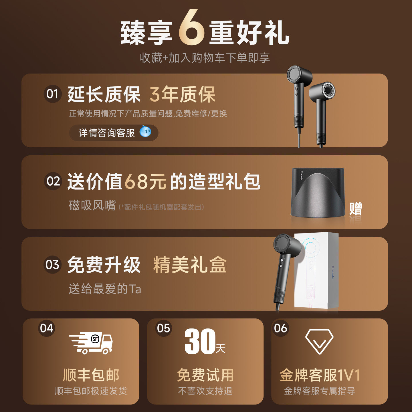 Creade家用便携高速吹风机负离子护发迷你大风力速干电吹风筒4043