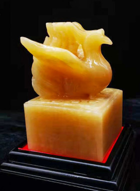 凤凰玉石工艺品印章摆件