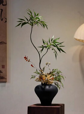 新中式禅意宋韵陶瓷花瓶摆件高级感插花民宿酒店玄关家居装饰摆件